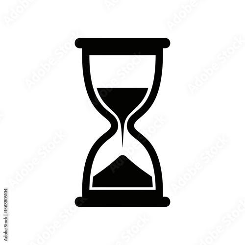 An hourglass with sand flowing through the center isolated on white background