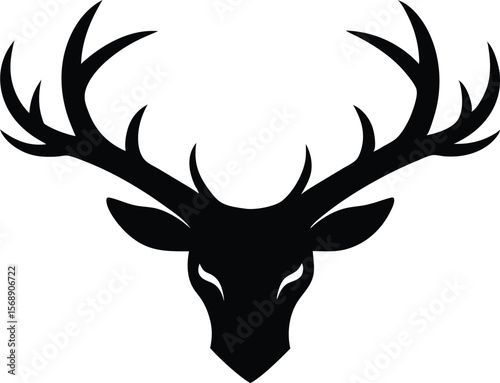 deer head silhouette, deer head and horns black vector,