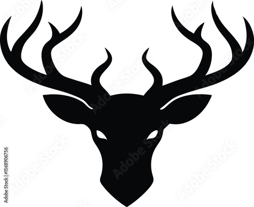 deer head silhouette, deer head and horns black vector,