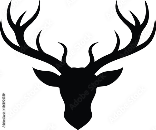 deer head silhouette, deer head and horns black vector,
