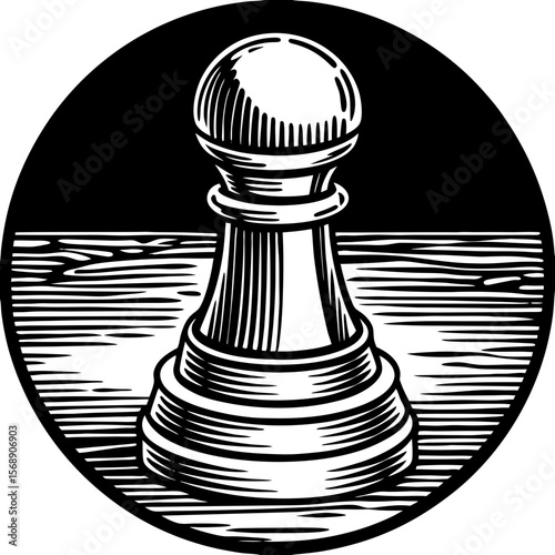 pawn chess piece (linocut style)