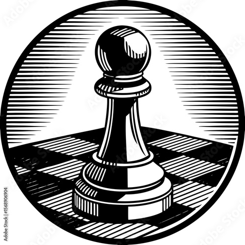 pawn chess piece (linocut style)