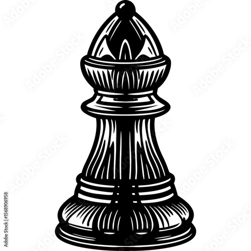 bishop chess piece (linocut style)