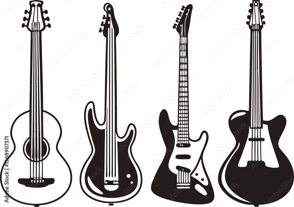 Fototapeta premium set guitars of musical instruments