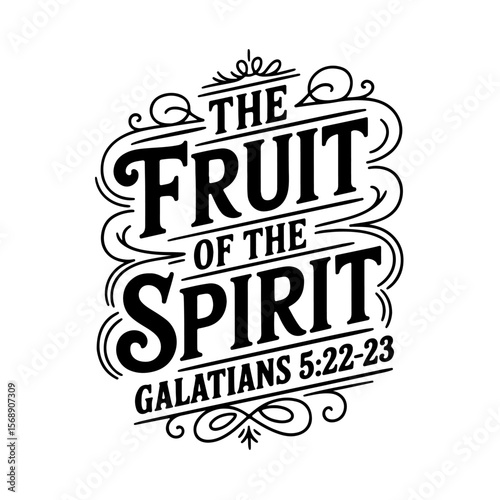 The fruit of the Spirit – Galatians 5:22-23. Vector Design Isolated on White Background