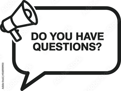 Do you have questions vector illustration with megaphone icon for faq and support communication design