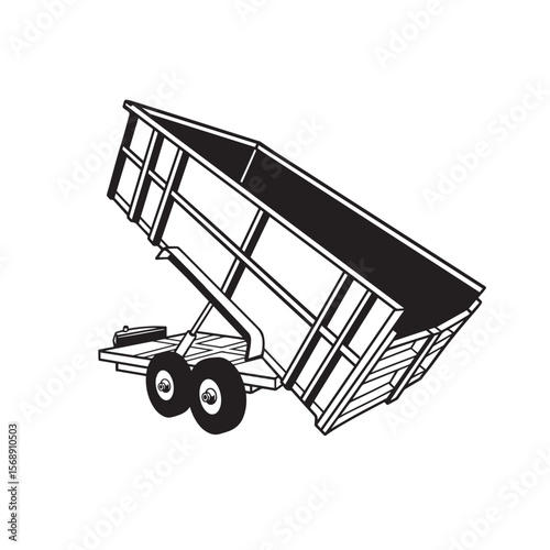 Hand drawn trailer illustrations black and white