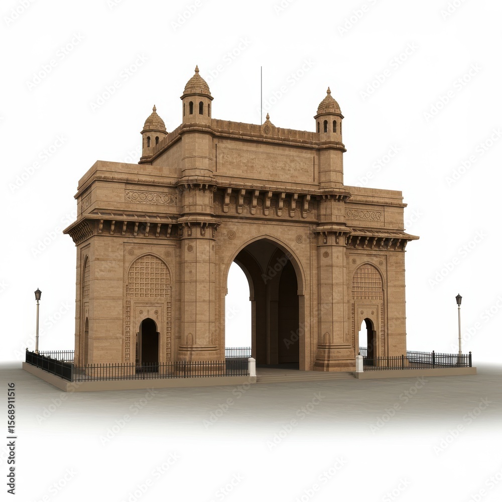 Obraz premium Iconic Gateway Arch of India with Detailed Architectural Features