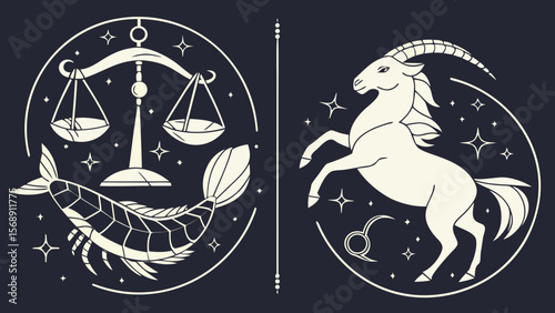 Zodiac Constellation Silhouettes — Aries to Pisces Star Maps, Mythical Figures, Horoscope Icons for Apparel, Mugs & Spiritual Decor

