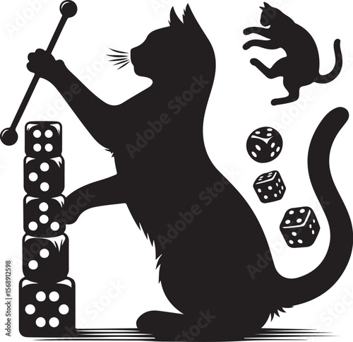 Cat Silhouettes, Black Cat Clipart Bundle, Cat SVG Bundle, Cats PNG, Cats SVG, Black Cat Vector Illustrations