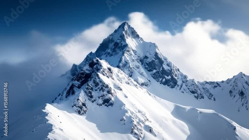 Wallpaper Mural Snowy mountain peaks piercing a cloudy sky Torontodigital.ca