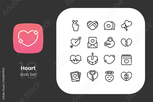 Lineal heart icon design set
