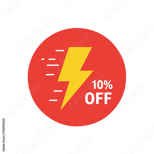 Free Download Simple red circle with a yellow lightning bolt and 