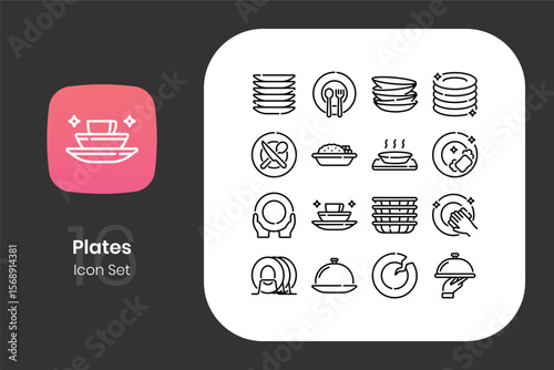 Lineal plates icon design set