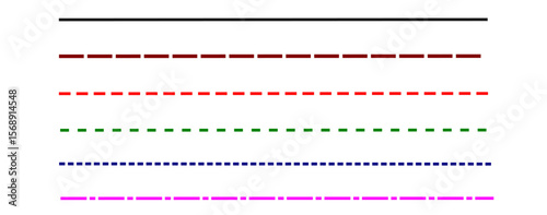 Colorful Border and Line Icon Set – Solid, Dashed, and Dotted Vector Dividers for Graphic and Web Design