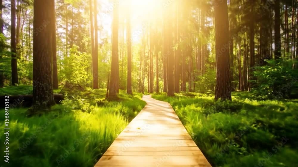custom made wallpaper toronto digitalSunny wooden path through a lush forest