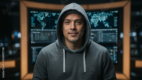 Tech CEO in Hoodie Presenting AI Innovation