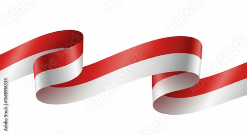 Minimal Abstract Ribbon Stream in Red and White with Negative Space for National Holiday Designs