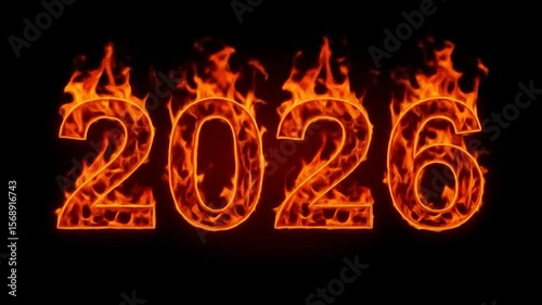 Wallpaper Mural The year 2026 rendered in fiery flames Torontodigital.ca