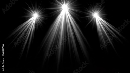 Wallpaper Mural Three bright spotlights radiating light beams on a dark background Torontodigital.ca