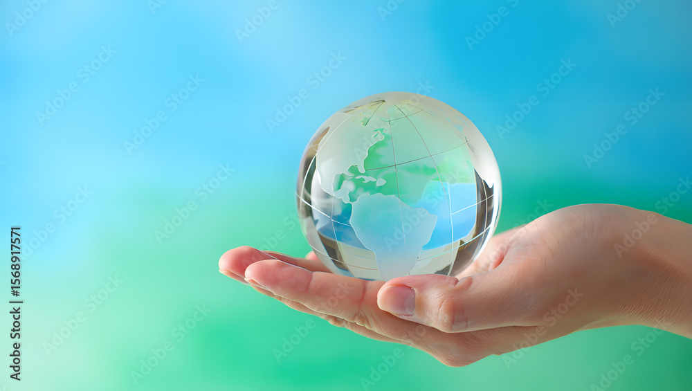 A Delicate Glass Globe Resting on an Open Palm Reflecting Environmental Awareness and Global Interconnectedness Under a Gradient Sky of Serenity and Hope for Tomorrow A Delicate Glass Globe Resting on an Open Palm Reflecting Environmental Awareness and Global Interconnectedness Under a Gradient Sky of Serenity and Hope for Tomorrow