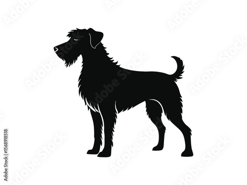 Otterhound dog silhouette vector illustration, pet clipart, black and white animal shape