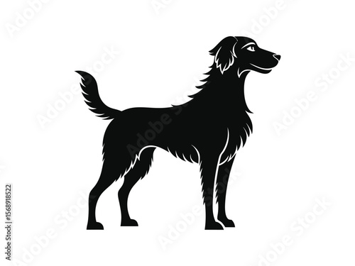 Otterhound dog silhouette vector illustration, pet clipart, black and white animal shape