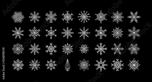雪の結晶のコレクション - 冬の装飾、ホリデーデザイン、クリスマスの背景用