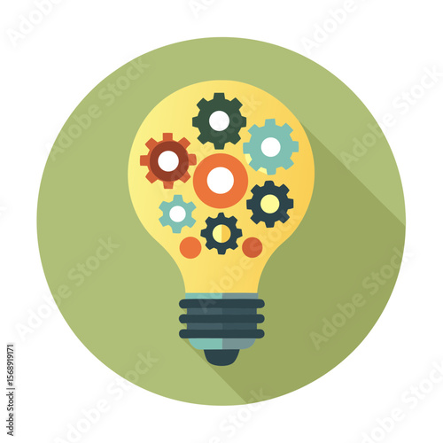 Idea Light Bulb with Gears Vector Illustration