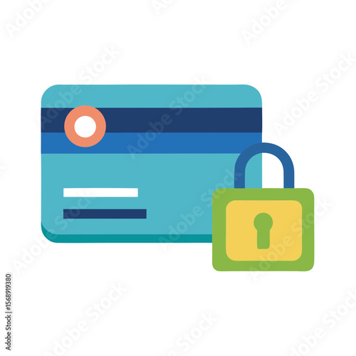 Credit Card and Padlock Secure Payment Vector Illustration