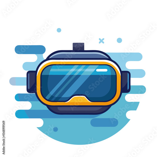 Vector Virtual Reality Glasses on Blue Background Illustration