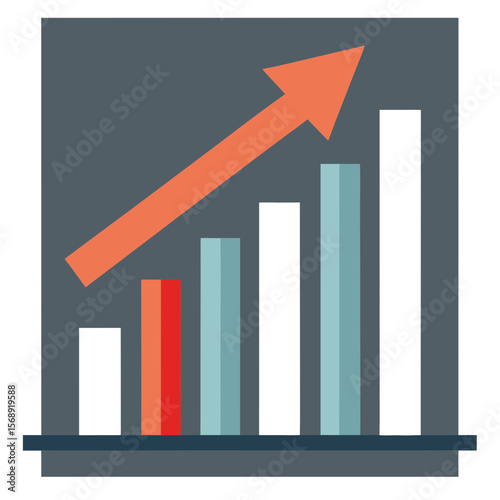 Growth Chart Vector Illustration Upward Arrow and Bar Graph