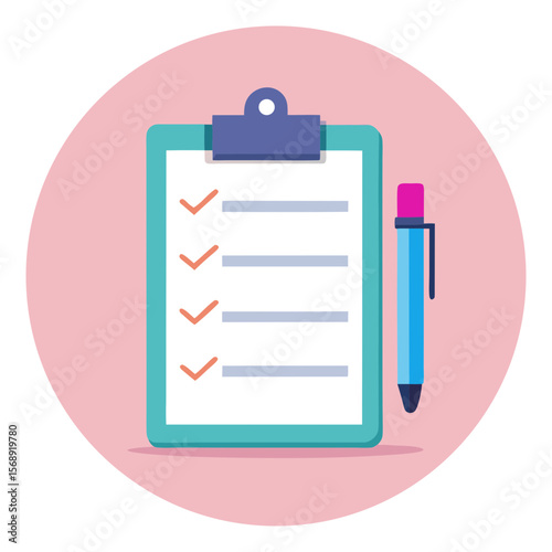 Clipboard Checklist Vector Illustration Task Management Design