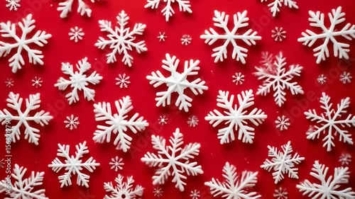 Wallpaper Mural White snowflakes on a red background Torontodigital.ca