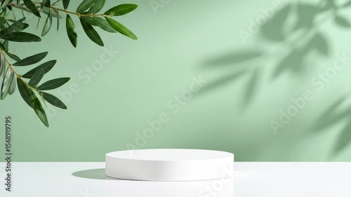 Wallpaper Mural White pedestal with green foliage backdrop Torontodigital.ca