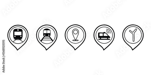 Minimalist icon set for public transport stations and routes