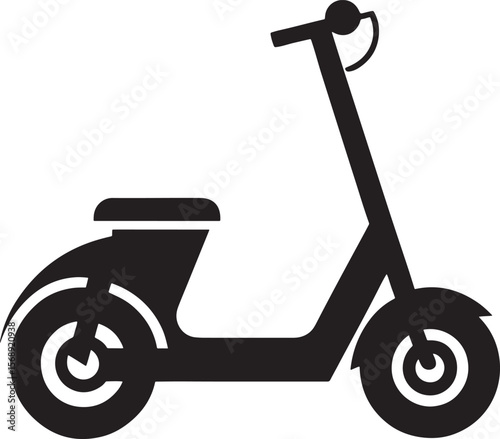 Black silhouette of a modern electric scooter isolated on white background