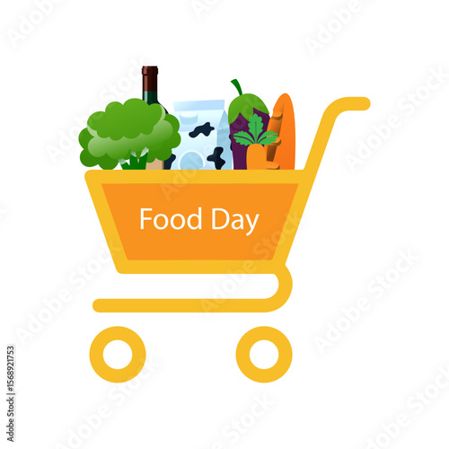 shopping cart full of vegetables