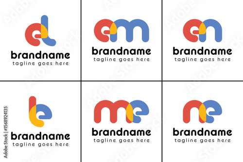 Letters el le em me en ne Playful Logo, represent a fun, energetic, and joy