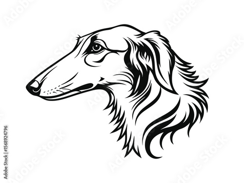 Bedlington Terrier dog silhouette vector illustration, pet clipart, black and white animal shape