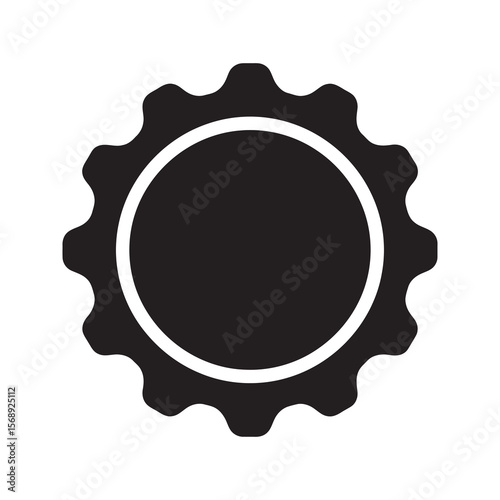 Mechanical gear solid glyph icon representing industrial process and engineering setting for machine configuration and technical system development vector