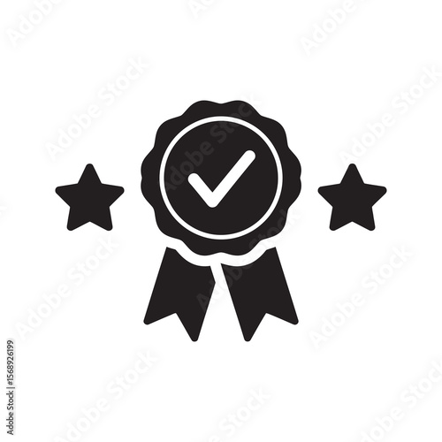 Best quality award solid glyph icon representing certified excellence and a top rated product for guaranteed satisfaction and premium standard vector