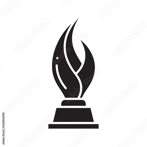 Victory flame trophy solid glyph icon representing a championship award and passionate success for a major competition and winning achievement vector
