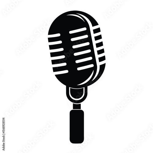 vintage microphonesilhouette icon vector on white background