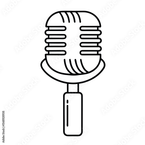 vintage microphone line art icon vector on white