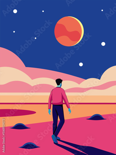 A Solitary Journey Through a Surreal Cosmos. A Dreamlike Exploration of Space and Solitude