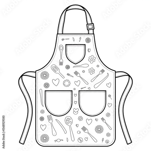 vector illustration of a apron dress coloring page 