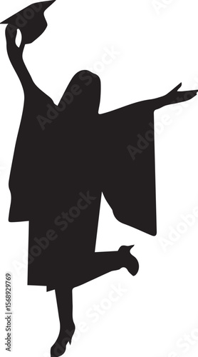 Print Celebrating Graduate Silhouette Holding Cap