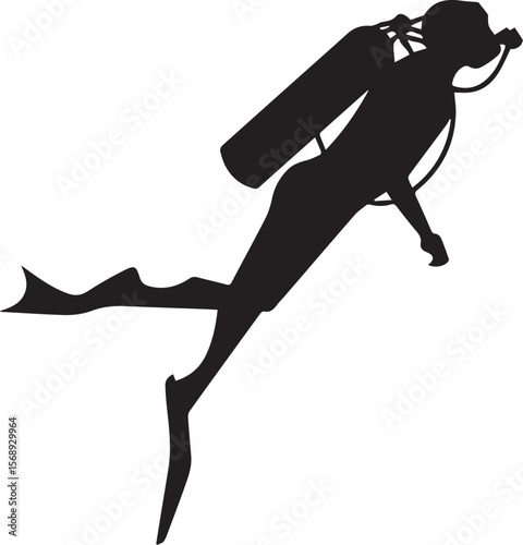 Print Scuba Diver Swimming Silhouette