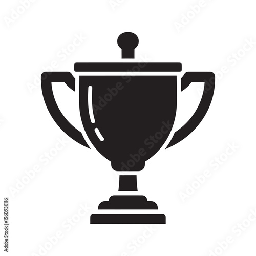 Awarded trophy cup solid glyph icon representing a business prize for a successful winner and a financial achievement with money symbol